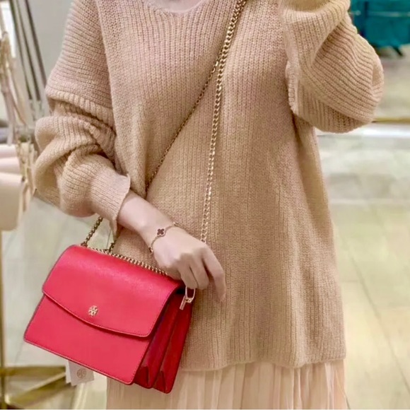 Tory Burch Red Emerson Envelope Adjustable Chain Shoulder Bag - Picture 11 of 13